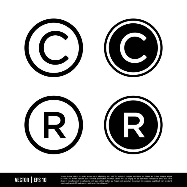 conjunto de ícones copiright isolado no fundo branco, ilustração vetorial  - Vetor, Imagem
