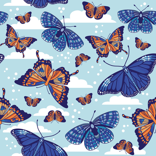 Pattern with butterflies - Vector, afbeelding