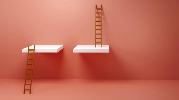 Ladder of Success, Winner, Opportunity, Inequality, play smart, strategy - Concept for presentation, 3D illustration background - Φωτογραφία, εικόνα