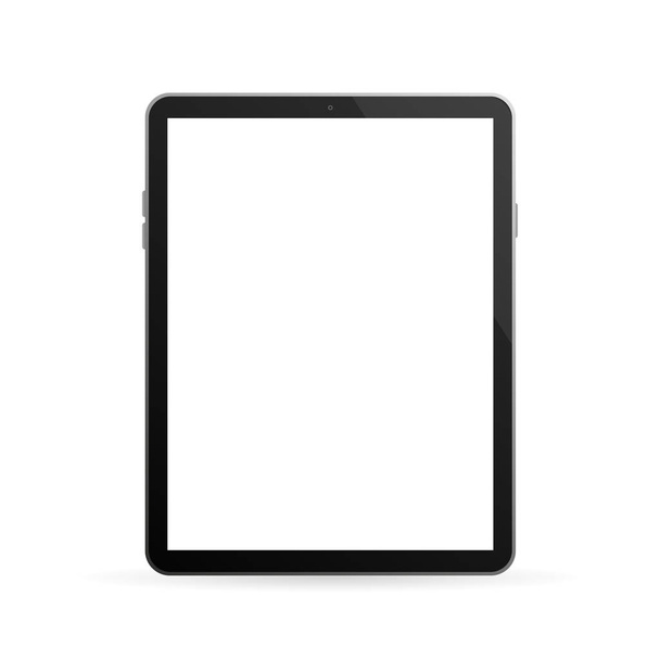 Moderne Taste mit schwarzem leeren Tablet auf weißem Hintergrund für mobiles App-Design. Vereinzelter schwarzer Hintergrund - Vektor, Bild