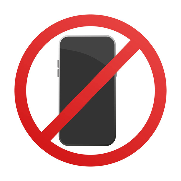 Flat icon met zwarte geen geluid smartphone op witte achtergrond voor concept design. Smartphonedisplay. Vector mobiel apparaat concept - Vector, afbeelding