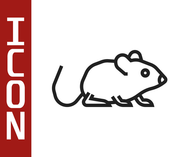 Black line Rat icon isolated on white background. Mouse sign. Animal symbol.  Vector. - Vector, Image