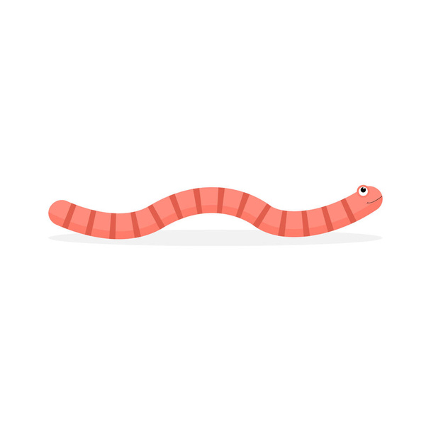 Симпатичная икона червя. Векторная иллюстрация червя, изолированная на белом. - Вектор,изображение