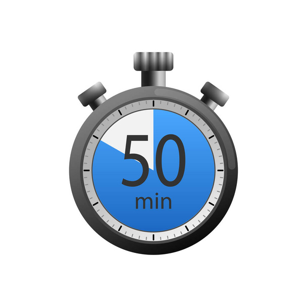 Icona di un timer con 50 minuti sullo sfondo bianco. Illustrazione vettoriale. - Vettoriali, immagini