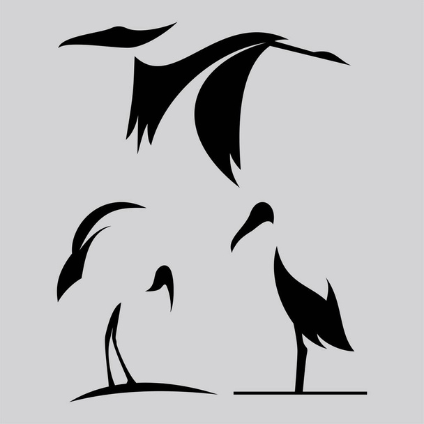 Логотип WOOD STORK BIRD ICON DESIGN VECTOR - Вектор,изображение