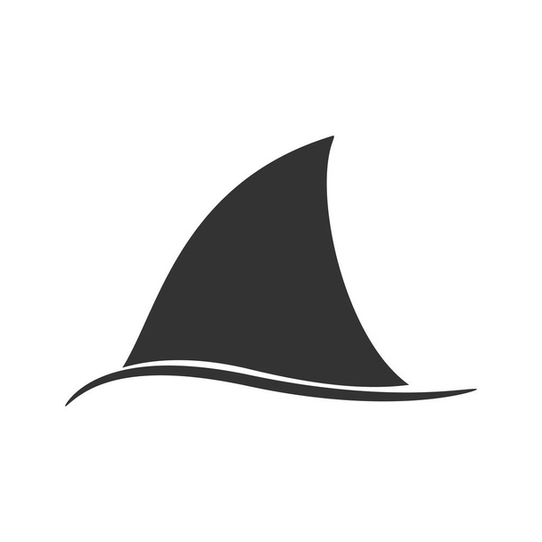 shark fin from a wave, vector illustration. black flat icon on a white background. - Vektör, Görsel