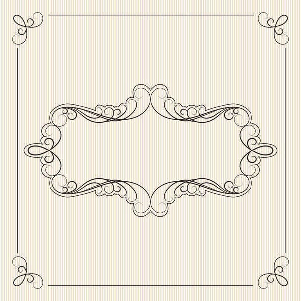 Brown calligraphy ornamental decorative frame on white striped background - ベクター画像