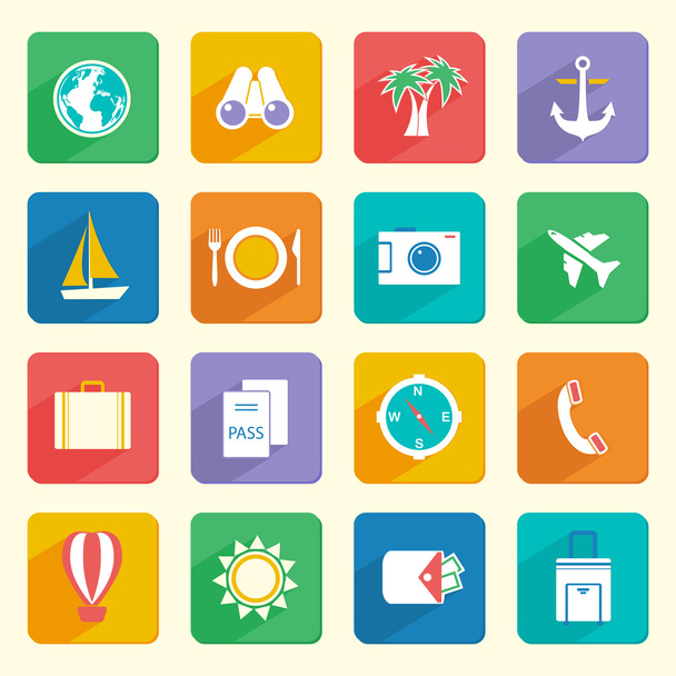 Reizen vakantie Icons Set - Vector, afbeelding