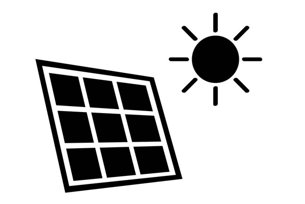Απλό μαύρο διάνυσμα εικονίδιο, Ηλιακός πίνακας σε άμεση ηλιοφάνεια - Διάνυσμα, εικόνα