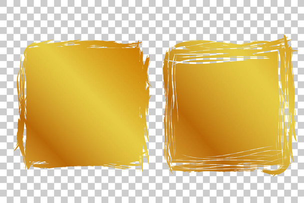 Vector 2 Hand Draw streak Sketch Golden Square Frame for your element design, transparent Effect Background - Vector, Image