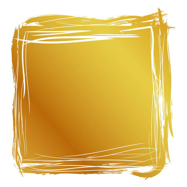 Vector Hand Draw Streifen Sketch Golden Square Frame für Ihr Elementdesign, isoliert auf Weiß - Vektor, Bild