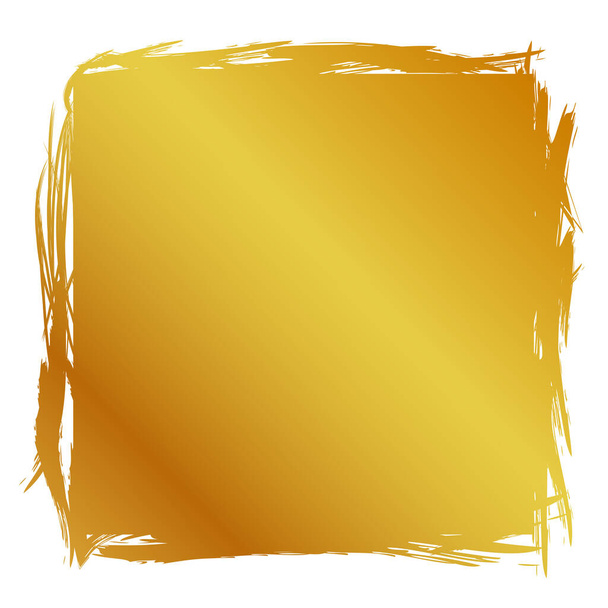 Vector Hand Draw streak Sketch Golden Square Frame for your element design, isolated on white - Vector, Image