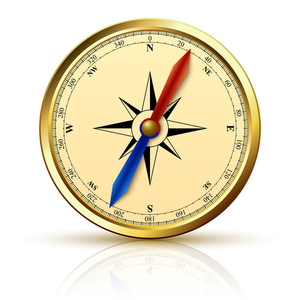 Золотая эмблема навигационного компаса
 - Вектор,изображение