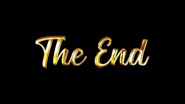 The end golden text with light glowing  effect isolated with alpha channel Quicktime Prores 444 encode. 4K 3D rendering seamless loop Typography design. Video cover The End for overlay your footage. - Footage, Video