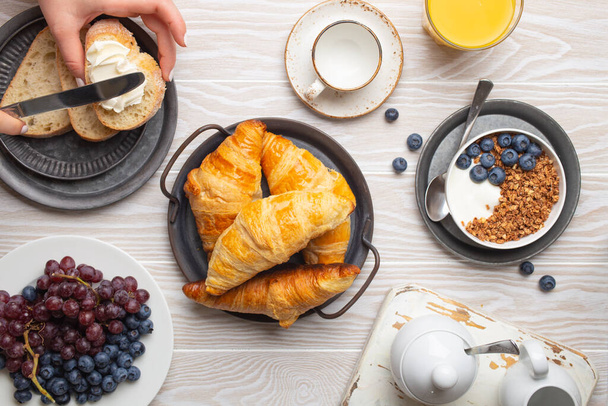 Café da manhã configuração de alimentos - Foto, Imagem