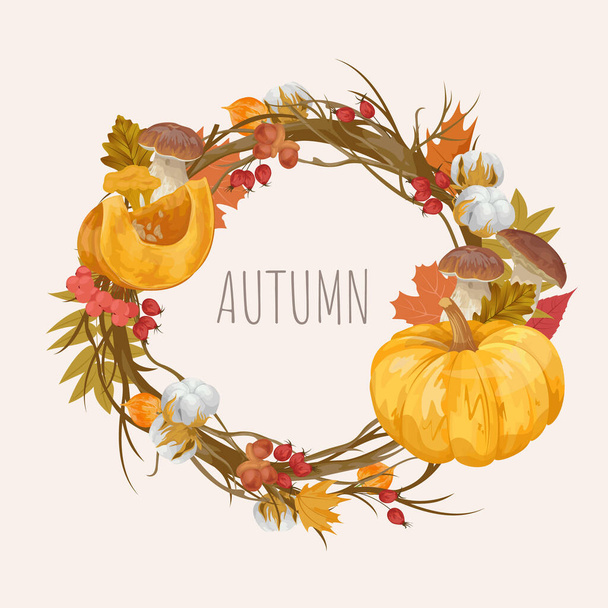 Marco de otoño de acuarela, hojas para tarjeta de felicitación - Vector, imagen