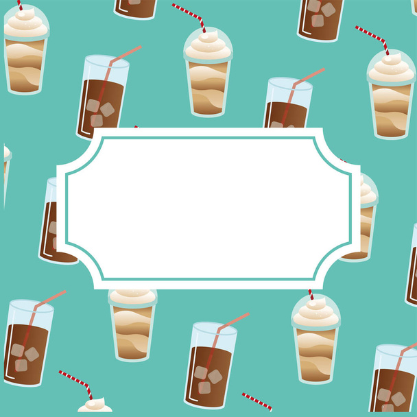 vasos de café helado fondo con espacio para el diseño de vectores de texto - Vector, Imagen