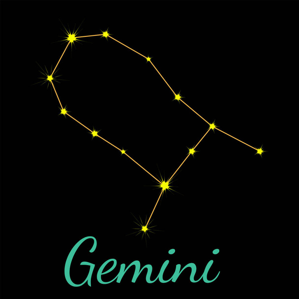 Gemini vector constellation with stars and name - Vettoriali, immagini