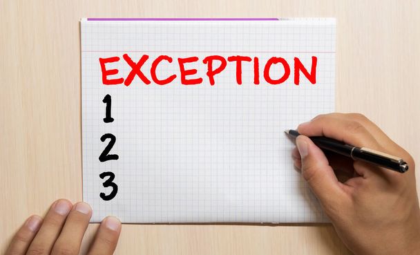 Текст для написания слов Exception. Бизнес-концепция для Мбаппе или вещь, которая исключена из общего заявления.. - Фото, изображение