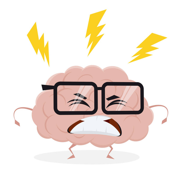 funny cartoon brain is angry - Vector, Image