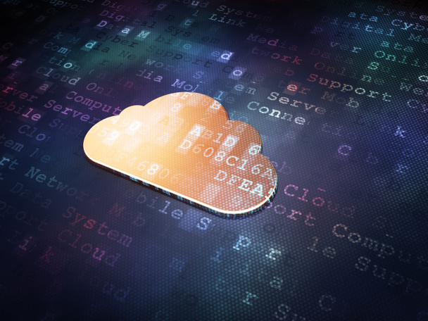 хмара технологій концепція: Золотий хмара на фоні цифрові - Фото, зображення