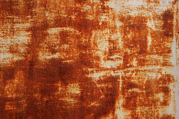 White Rust Metal Decayed Crumpled Sheet Wide Background. Weathered Iron Rusty Isolated Metallic Texture. Corroded Steel Structure. Abstract Web Banner. - Photo, Image