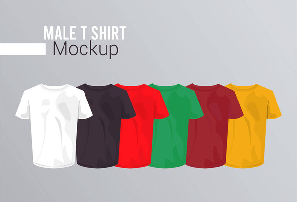 6枚のモックアップシャツが色を - ベクター画像