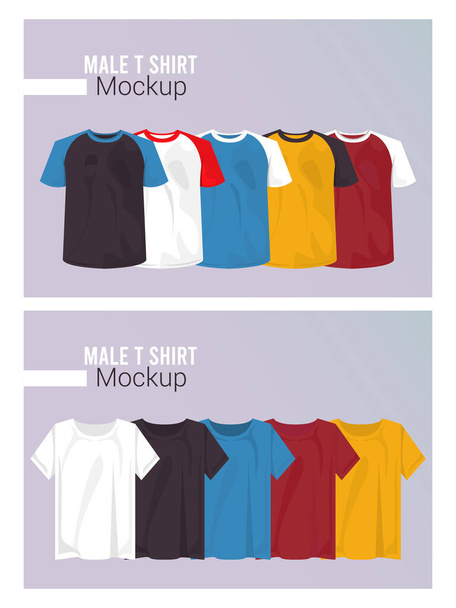 подростковые макияж рубашки установить цвета - Вектор,изображение