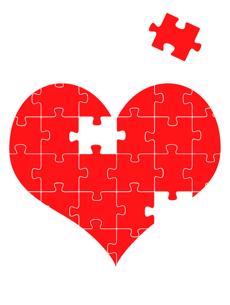 Puzzle heart, vector illustration background - Vektör, Görsel