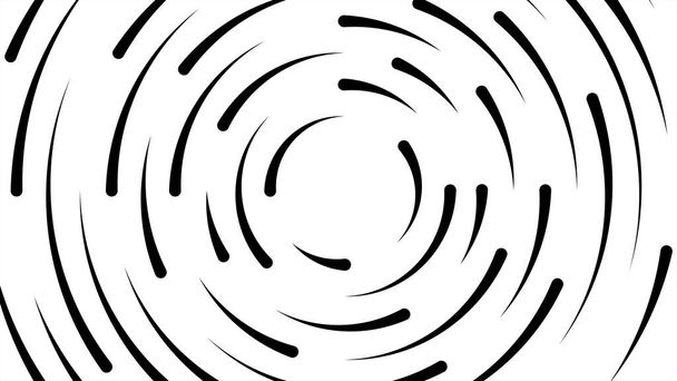 Kreis-Linie schwarzer Wirbelbruch auf weißem Hintergrund, Kreis-Kunst-Linie Spiralform, Zyklus-Spiralform für Technologiekonzept, Wellenlinien grafischer Kreis rund, Wellenlinien-Drehung und Bewegungseffekt - Vektor, Bild