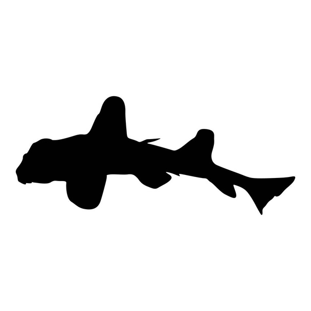 Requin corne de baignade (Heterodontus Francisci) sur une silhouette vue de côté trouvée sur la carte de l'Amérique du Nord et de l'Ouest. Bon à utiliser pour l'impression d'éléments Livre, livre d'animaux et contenu animal - Vecteur, image