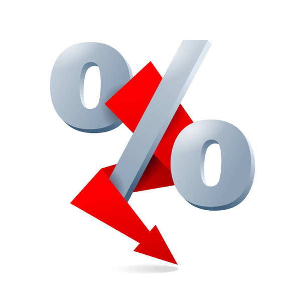 Percent sign with arrow down - Vector, Image
