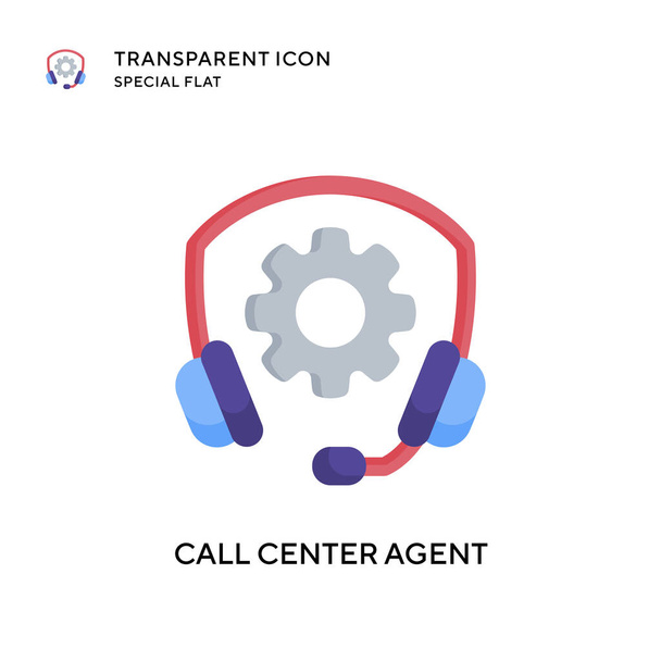 Call center agent vector icon. Flat style illustration. EPS 10 vector. - Vector, Image