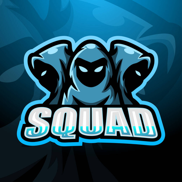 Ilustración vectorial de 3 ninja squad esport logo design - Vector, Imagen