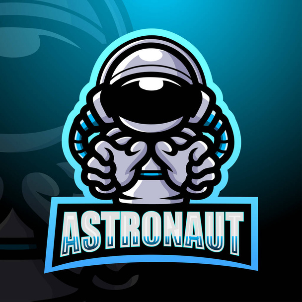 Illustrazione vettoriale del design del logo dell'esport della mascotte astronauta - Vettoriali, immagini