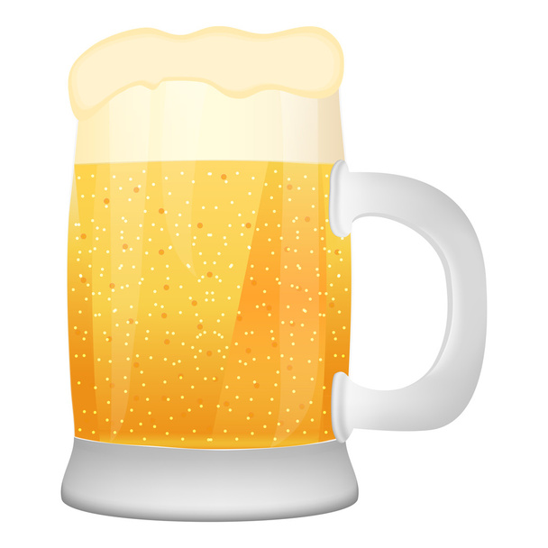 korsó sör, fehér háttér - Vektor, kép