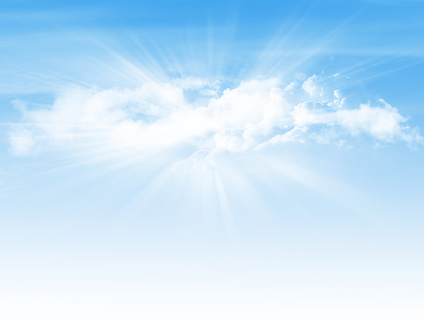 Μπλε ουρανός με σύννεφα και ήλιο - Φωτογραφία, εικόνα