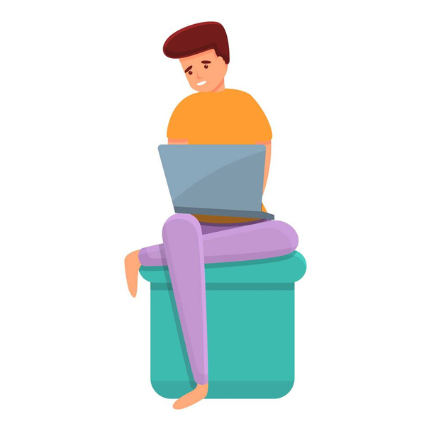 Laptop home working icon, cartoon style - Вектор,изображение