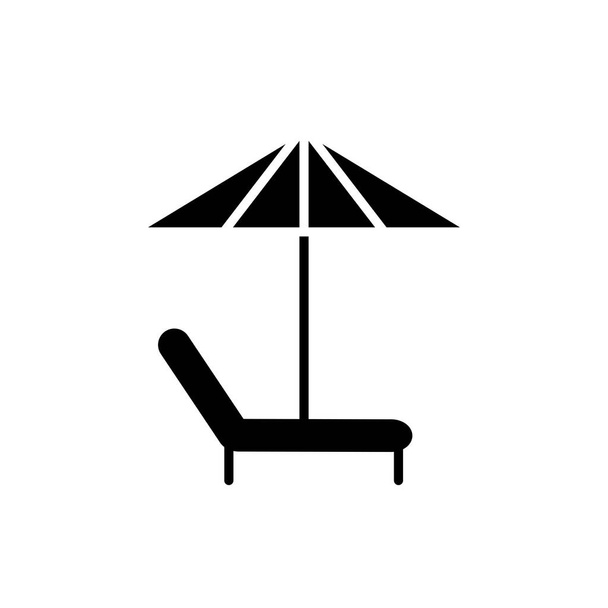 ビーチチェア、ビーチ傘、椅子、旅行、傘アイコン - ベクター画像