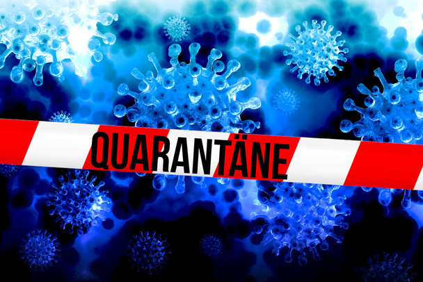Corona virus and barrier tape quarantine - Photo, Image