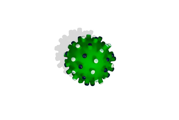 細菌やウイルスのパターン。ハードシャドウの写真からの写真。白地に赤・緑のウイルスや細菌の水平医療用図面 - 写真・画像