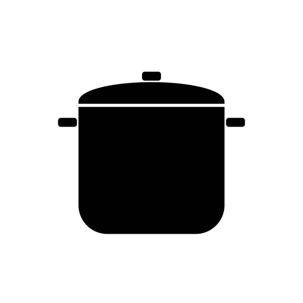 Fekete Steam Pot ikon lapos grafikai tervezés - Vektor, kép