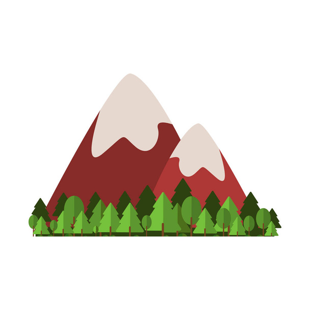 montañas con escena de nieve icono de estilo plano - Vector, imagen