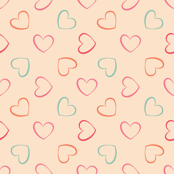 Abstract linear heart seamless pattern. Romantic background. Vector illustration. - Вектор, зображення