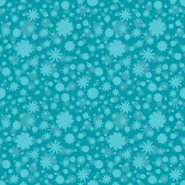Motif sans couture avec étoiles turquoise, points, flocon de neige, fleurs sur fond bleu. Fond du ciel. Illustration vectorielle. - Vecteur, image