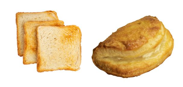 Toast e biscotti su uno sfondo bianco isolato - Foto, immagini