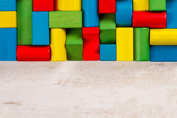 Toys blocks, multicolor wooden bricks, group of colorful building game piece - Fotografie, Obrázek