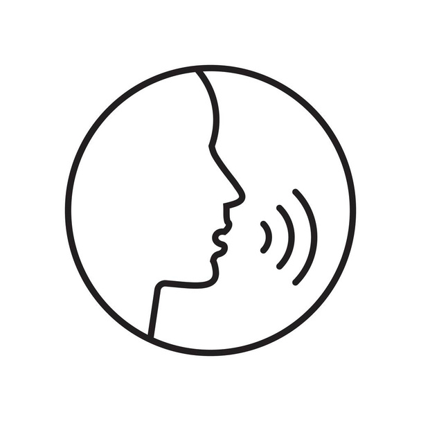 Hlasový příkaz Osoba, hlava mluvící ikona. Mluvit, mluvit řízení vektorové ilustrace izolované ikony - Vektor, obrázek