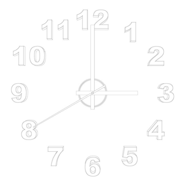 Esquema de un reloj sin una caja aislada sobre un fondo blanco. Vista frontal. Ilustración vectorial - Vector, imagen