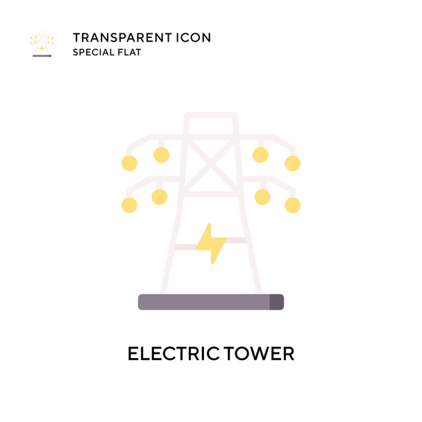 Icona del vettore elettrico della torre. Illustrazione in stile piatto. Vettore EPS 10. - Vettoriali, immagini